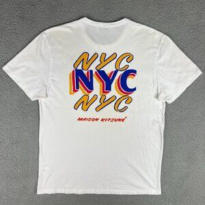 Maison Kitsune Shirt Mens Large L White NYC New York City Paris Exclusive Tee